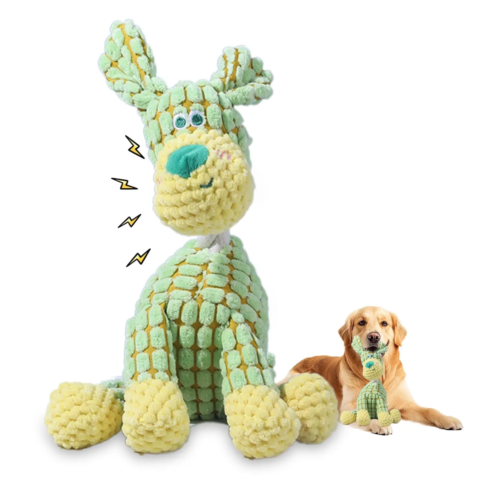 2026 New Indestructible Dog Toy, Durable Dog Stuffed Toys for Aggressive Chewers, Interactive Squeaky Chew Teething Toys for Small Medium Large Dogs Puppy (Green)