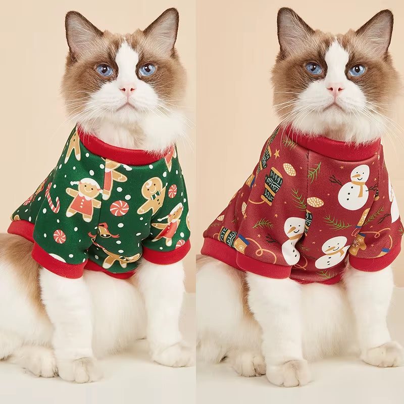 Christmas Pet Cat Costume Clothes for Cats Winter Kedi Katten Sphynx Sweatshirt Hoodie Suit Mascotas Clothing Ropa Para Gato